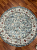 Cambridge Vintage Persian Round Rug – Slate Blue & Ivory