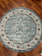 Cambridge Vintage Persian Round Rug – Slate Blue & Ivory