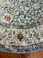 Cambridge Vintage Persian Round Rug – Slate Blue & Ivory