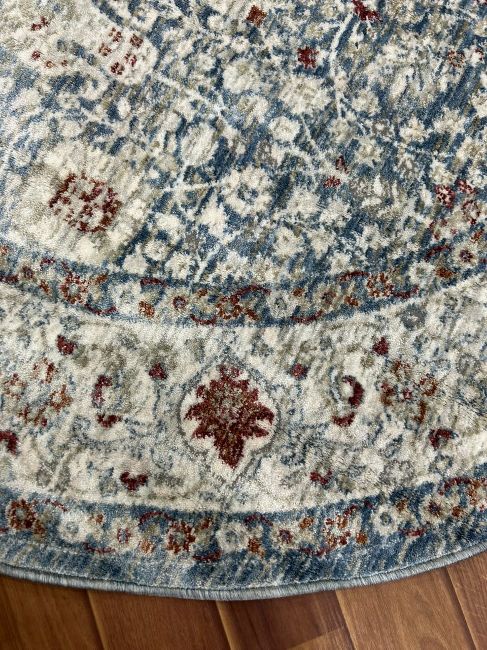 Cambridge Vintage Persian Round Rug – Slate Blue & Ivory