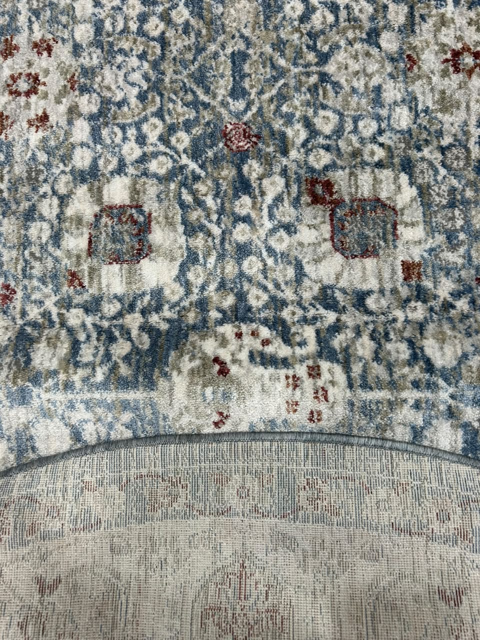 Cambridge Vintage Persian Round Rug – Slate Blue & Ivory