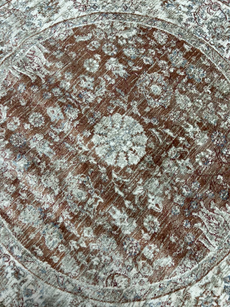 Sahara Vintage Medallion Round Rug – Rust & Ivory