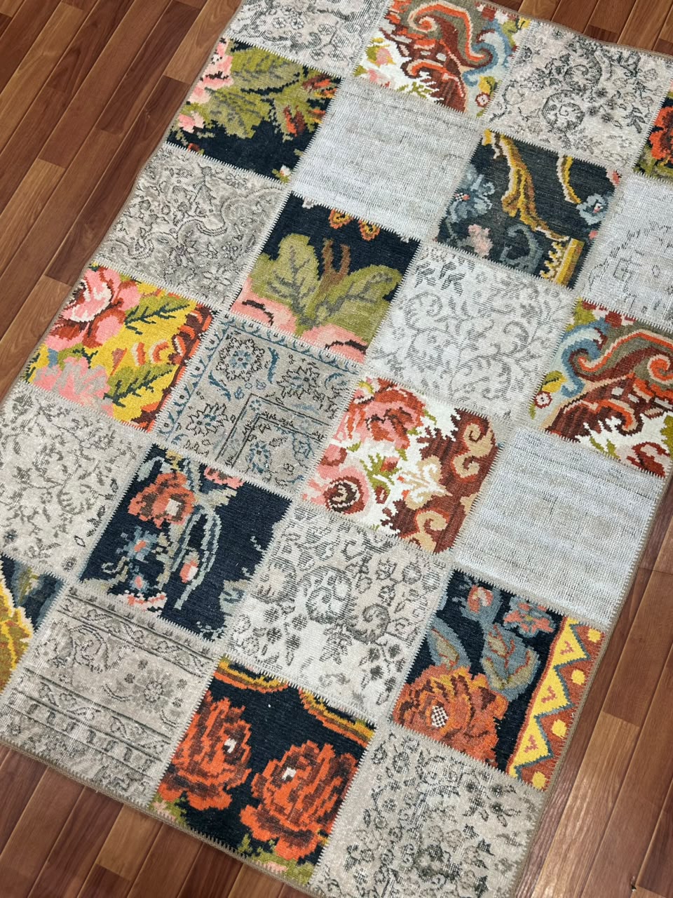 Vintage Floral Patchwork Rug