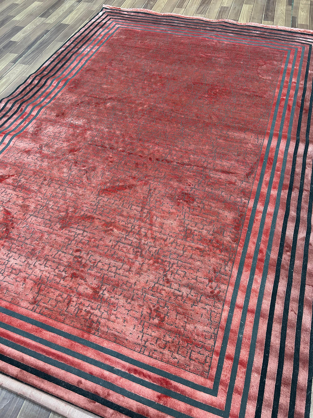 Crimson Frame Geometric Rug