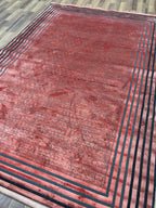 Crimson Frame Geometric Rug