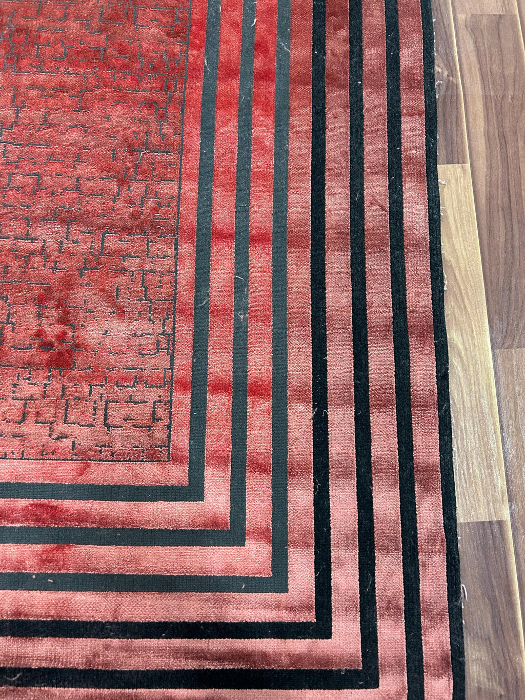 Crimson Frame Geometric Rug