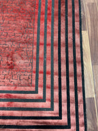 Crimson Frame Geometric Rug