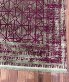 Burgundy Lattice Sage Rug