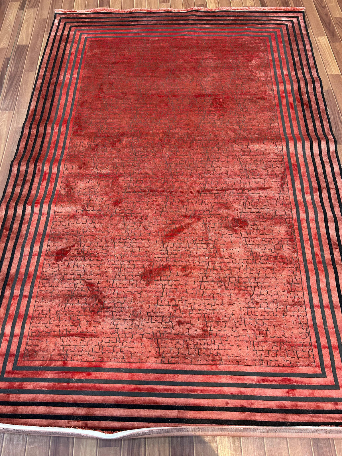 Crimson Frame Geometric Rug
