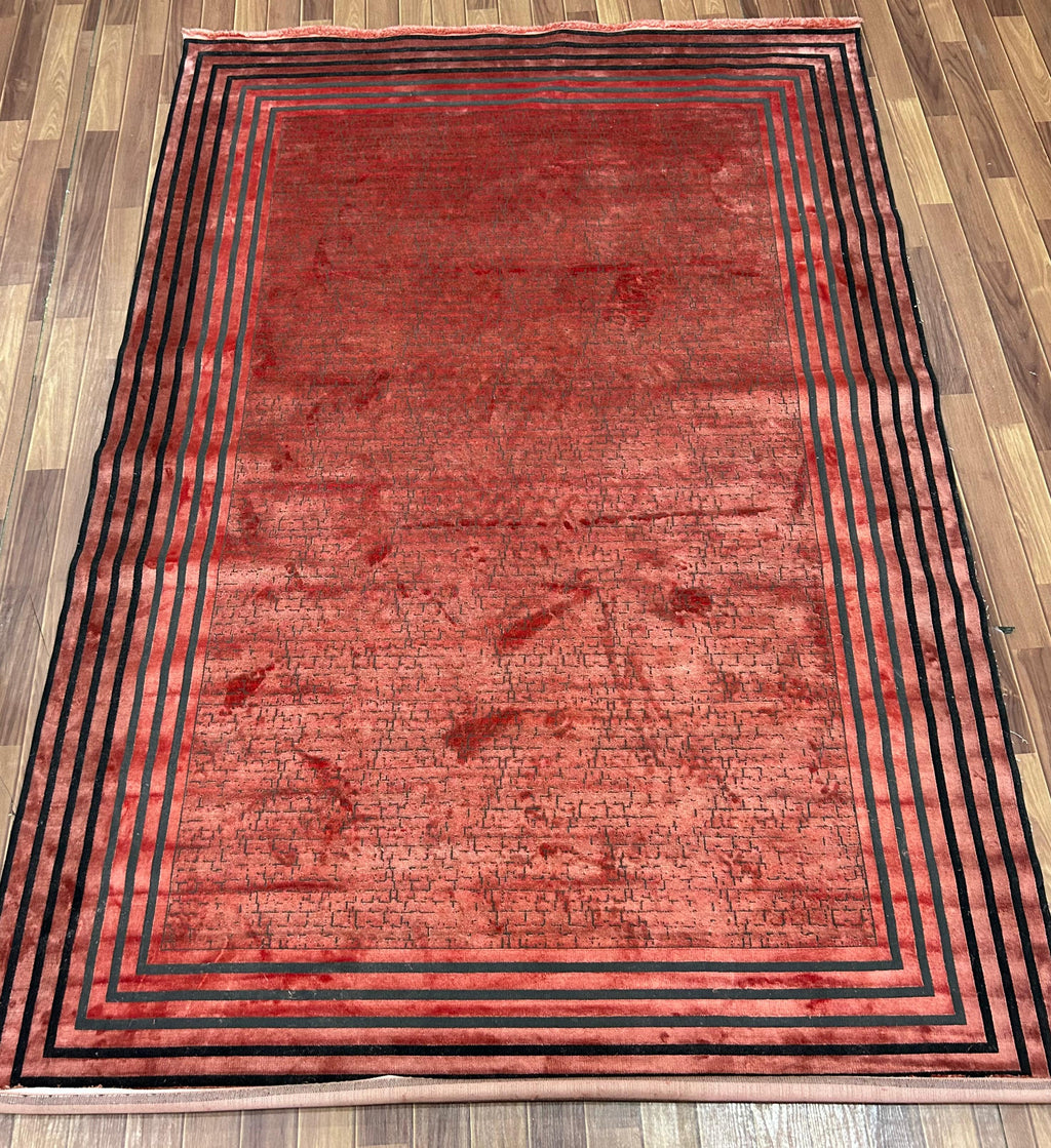 Crimson Frame Geometric Rug