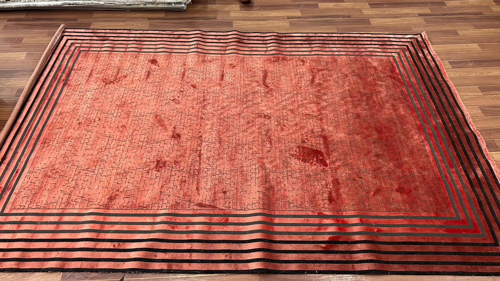 Crimson Frame Geometric Rug