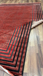 Crimson Frame Geometric Rug