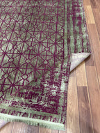 Burgundy Lattice Sage Rug