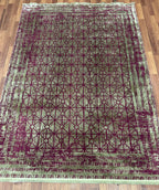 Burgundy Lattice Sage Rug