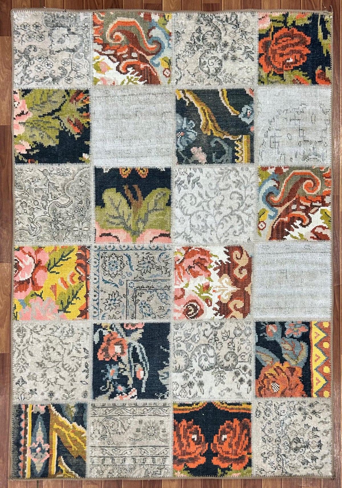 Vintage Floral Patchwork Rug