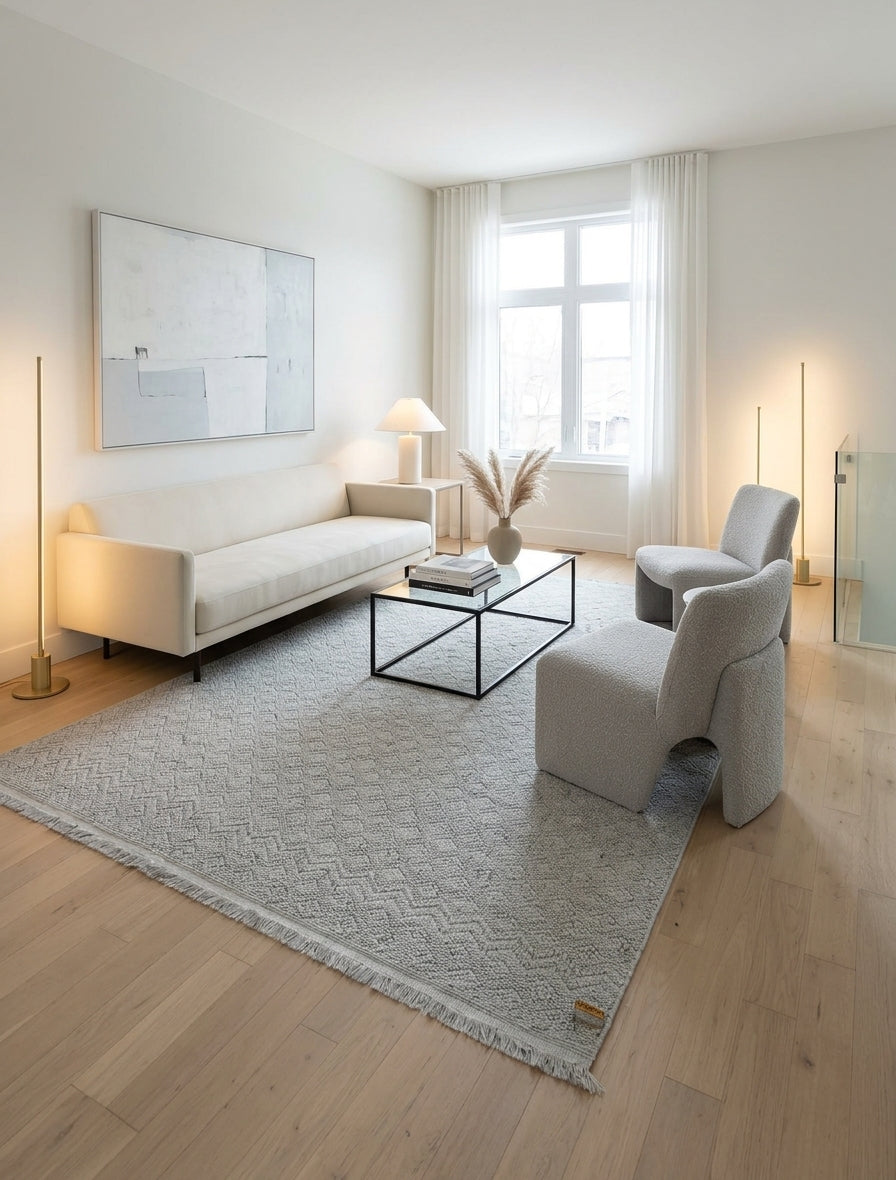 Modern Geometric Light Grey Area Rug